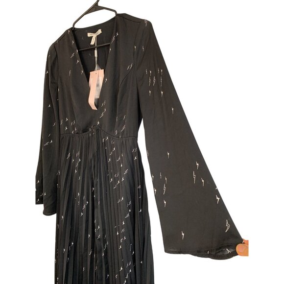 Anthro Avec Les Filles Black Pleated Long Sleeve Dress Size 4 NWT - Picture 9 of 10